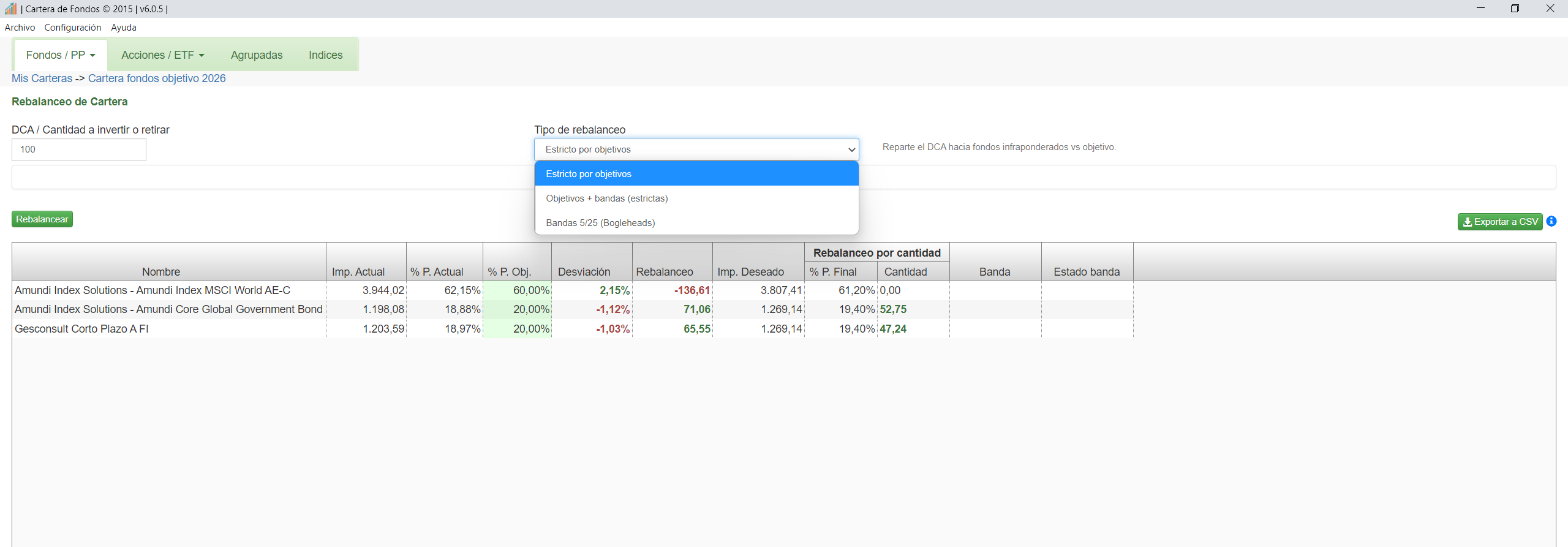 Utilidad de rebalanceos en la aplicación